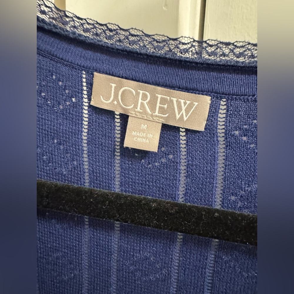 J.Crew Pointelle short-sleeve V-neck cardigan in premium ultra-fine cotton Sz M - Picture 3 of 9